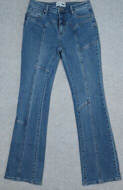 Womens Fashion Nova Cheyenne High Rise Bootcut Jeans Patchwork Paneled  Size 7